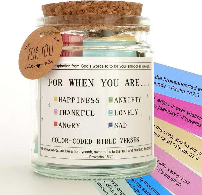 VANWYCHEN Bible Verses Jar, the Hope Jar Read Me When Bible Verses Jar with Colored Bible Verses, Scripture Prayer Jar Bible Gifts for Women Church Faith Based - Image 1